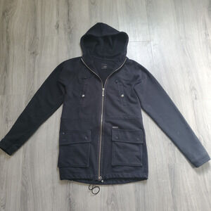 KR3W Hoodie Full Zip Men Medium Black Casual Skater Casual Cargo Pocket Grunge